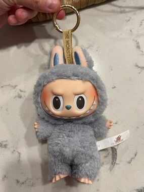 Authentic popmart Labubu Monster Keychain - Gray